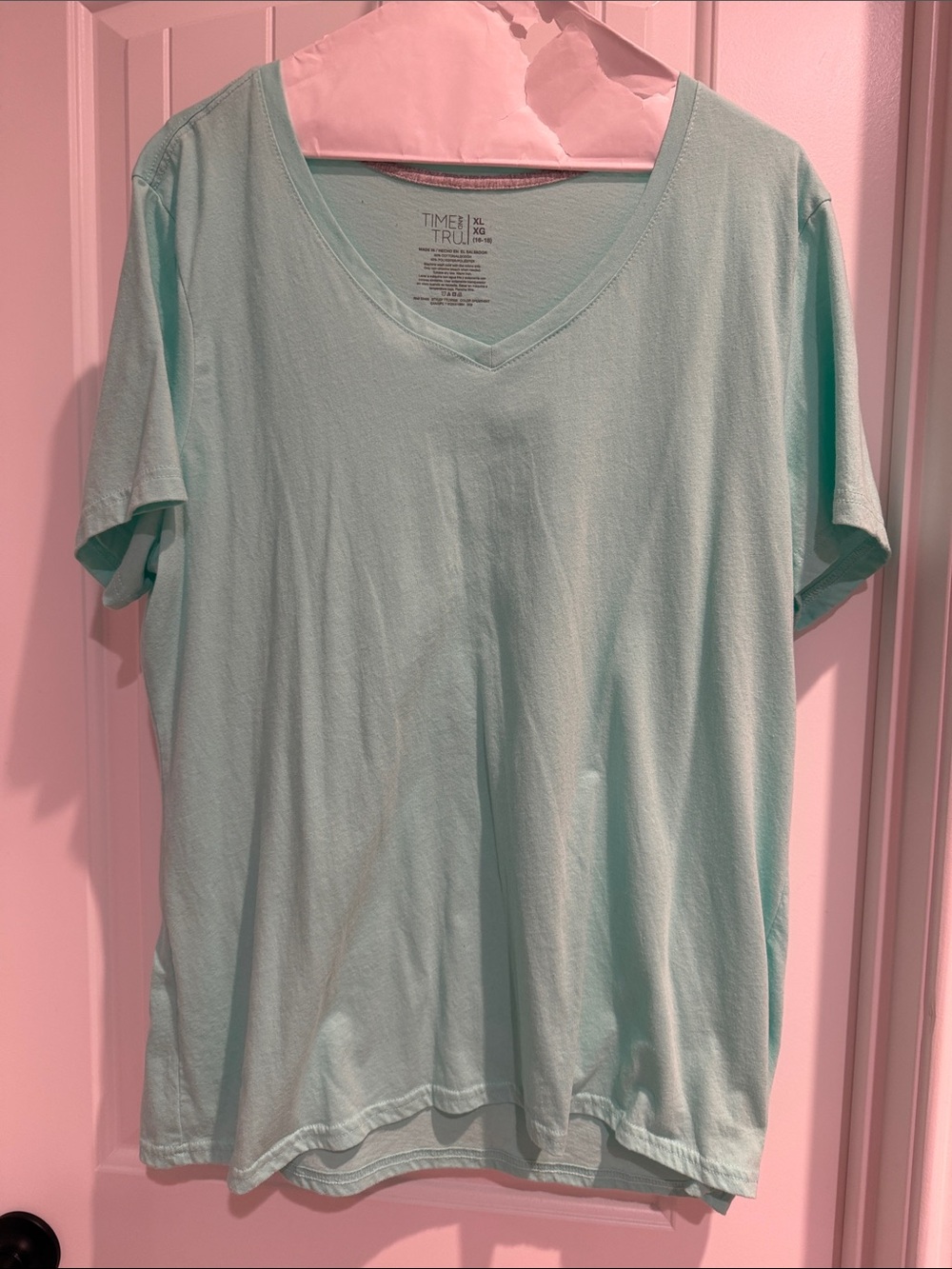 Time and Tru Pastel Mint V-Neck Tee